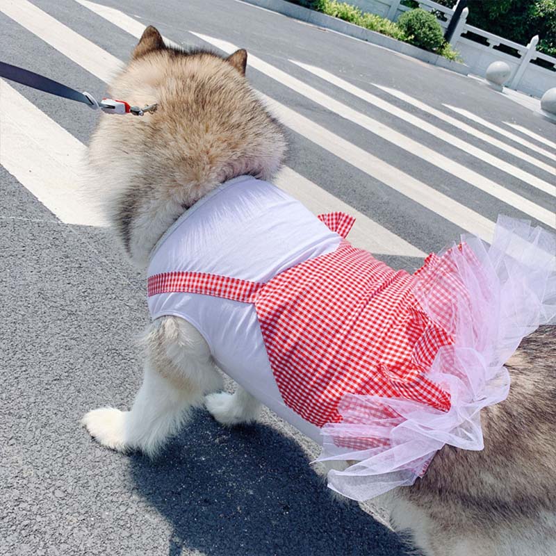 Plaid Princess Dog Costume For Large Breeds