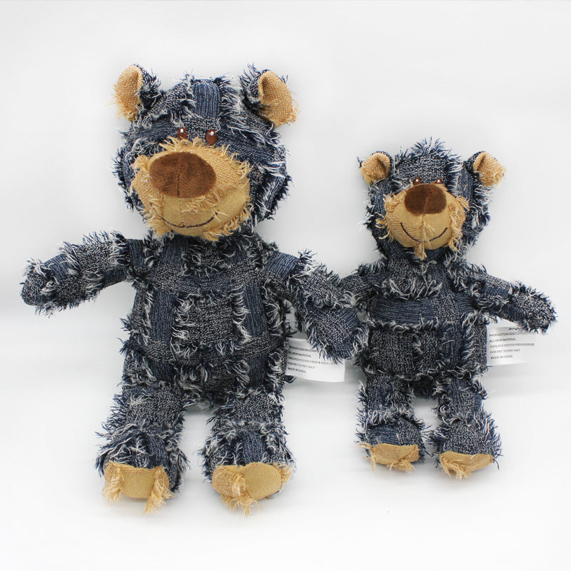 Plush, Patched Squeaking Toy Bear For Dogs