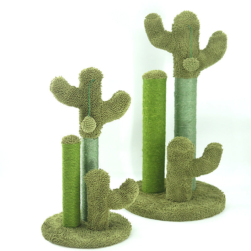 Cat and Kitten Scratching Climbing Cactus Tree Post