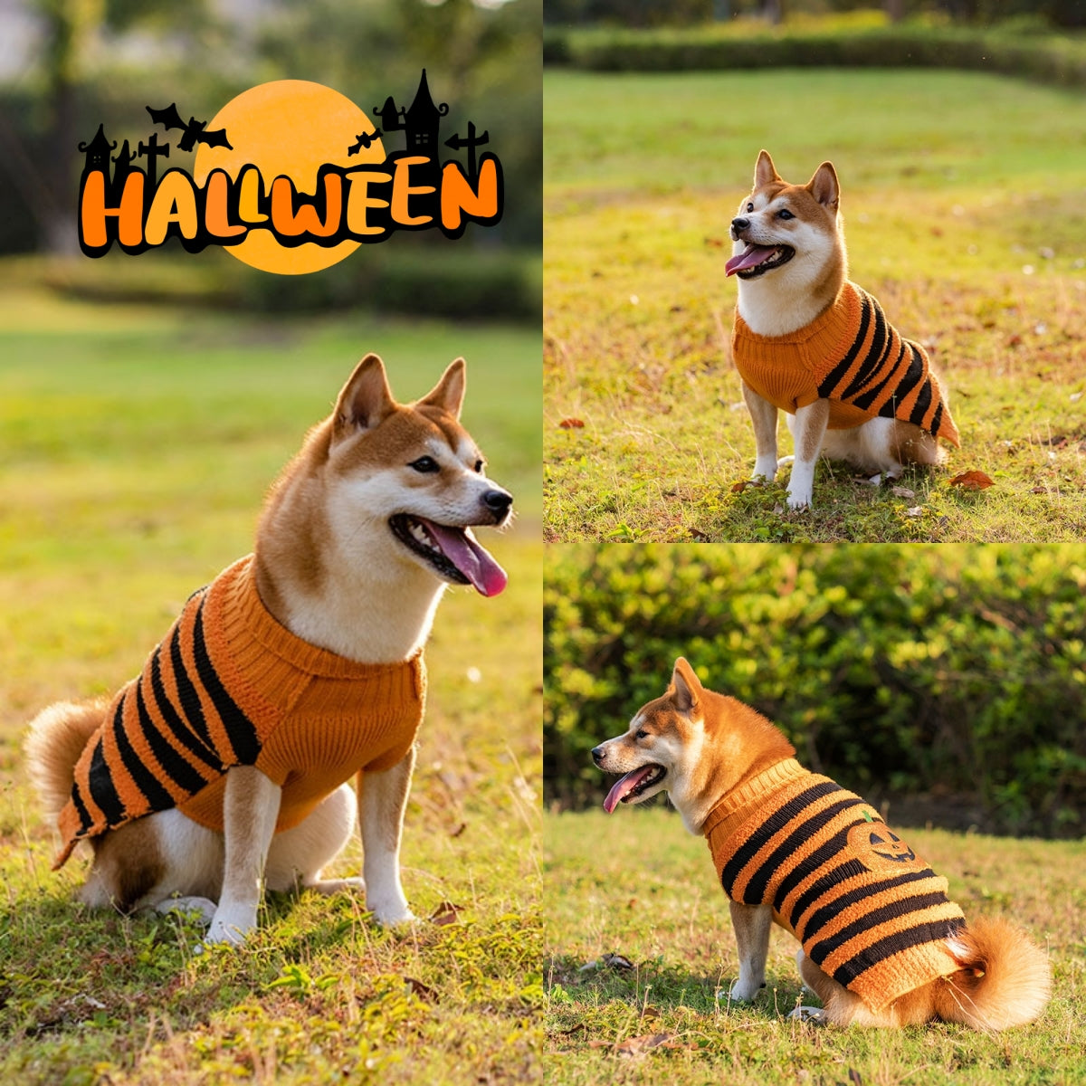 Halloween Pumpkin Sweater Vests For Dogs