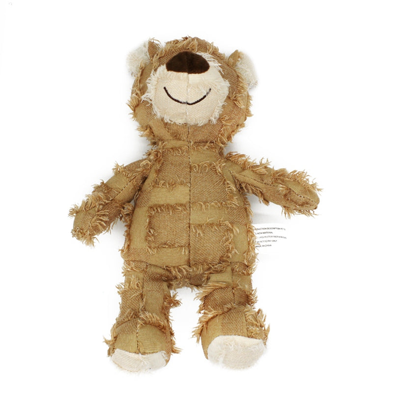 Plush, Patched Squeaking Toy Bear For Dogs