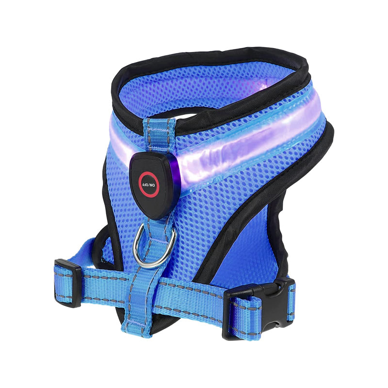 Rechargeable, LED Light-Up Mesh Dog Harness